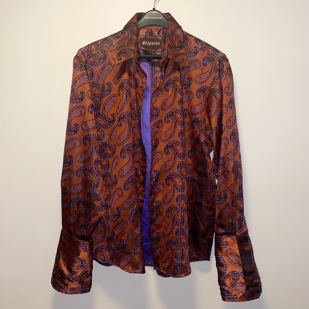 Manzini Purple & Orange Dress Shirt